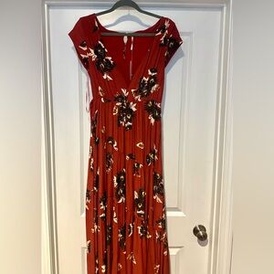 Floral V-Neck Maxi Dress in Rust -Free People